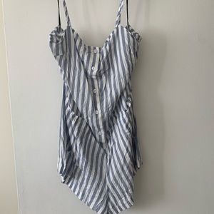 Forever 21 blue & white striped romper w/ buttons